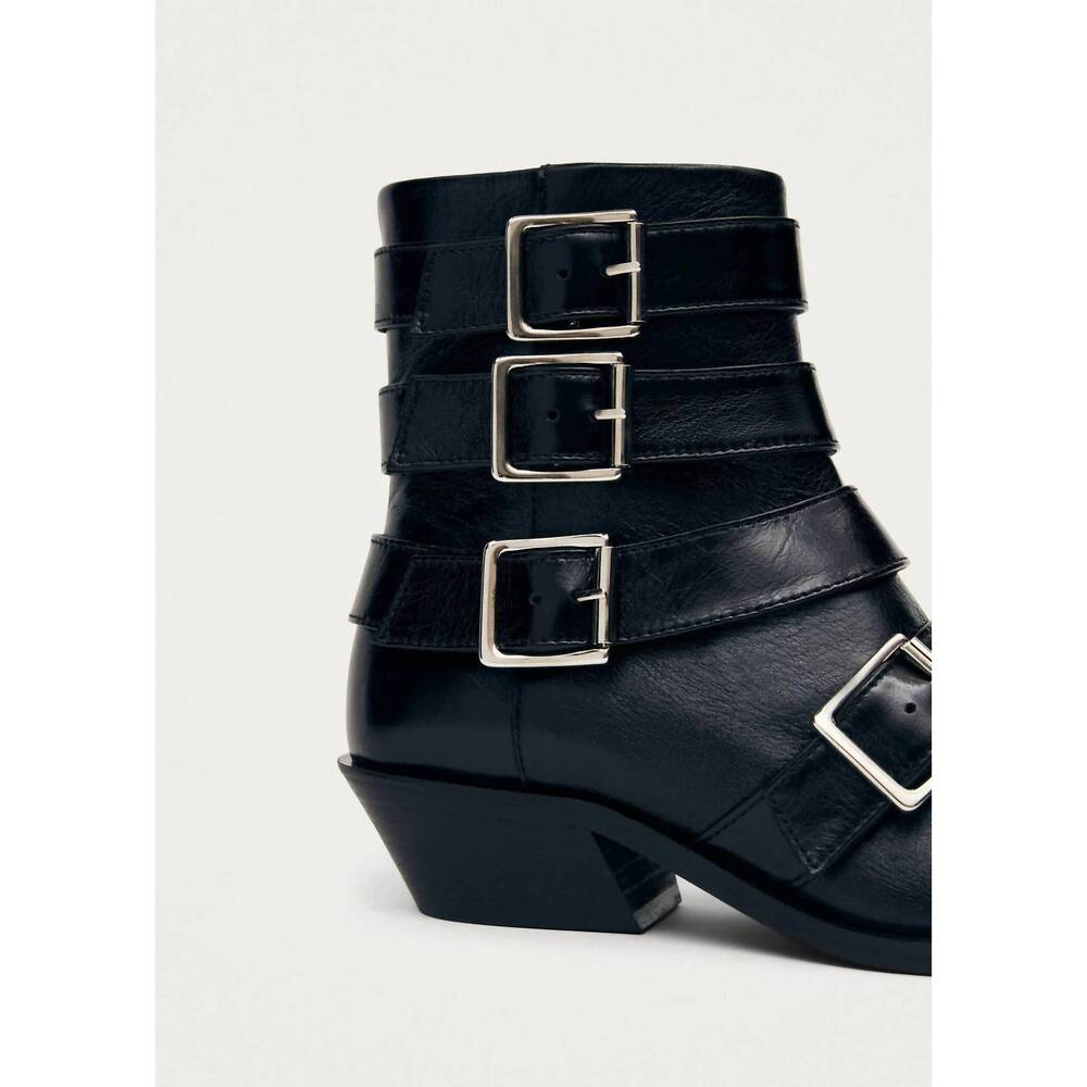 NEW ALOHAS women's eras leather ankle boots in black - Picture 6 of 7